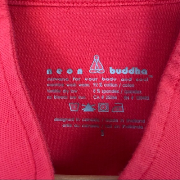 Neon Buddha Coral Red Button Yoga Jacket Stretch size Small Cotton Athleisure - Picture 8 of 10